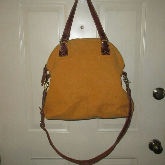 VANCE KITIRA NEW YORK Orange Canvas Leather Strap Crossbody Tote Handbag - Picture 6 of 9